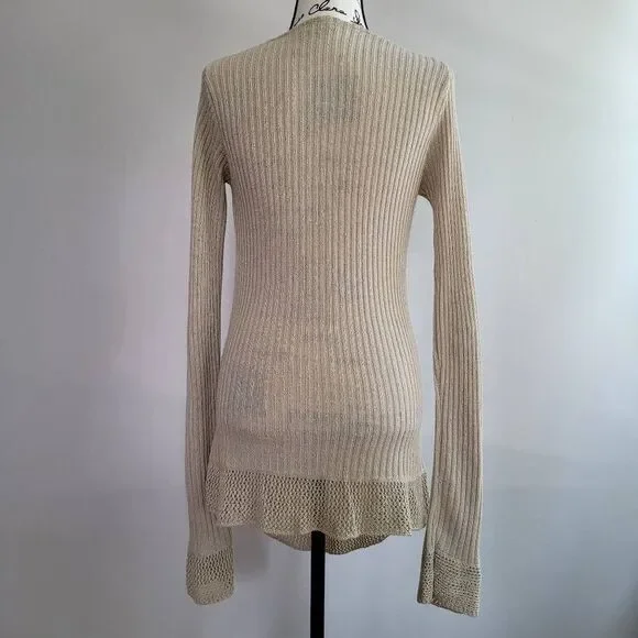 Vintage Y2K tunic sweater extra long sleeves beige medium boho lagom‎ - Picture 3 of 13
